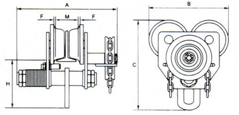 五環(huán)牌GCL型手拉單軌小車結構圖